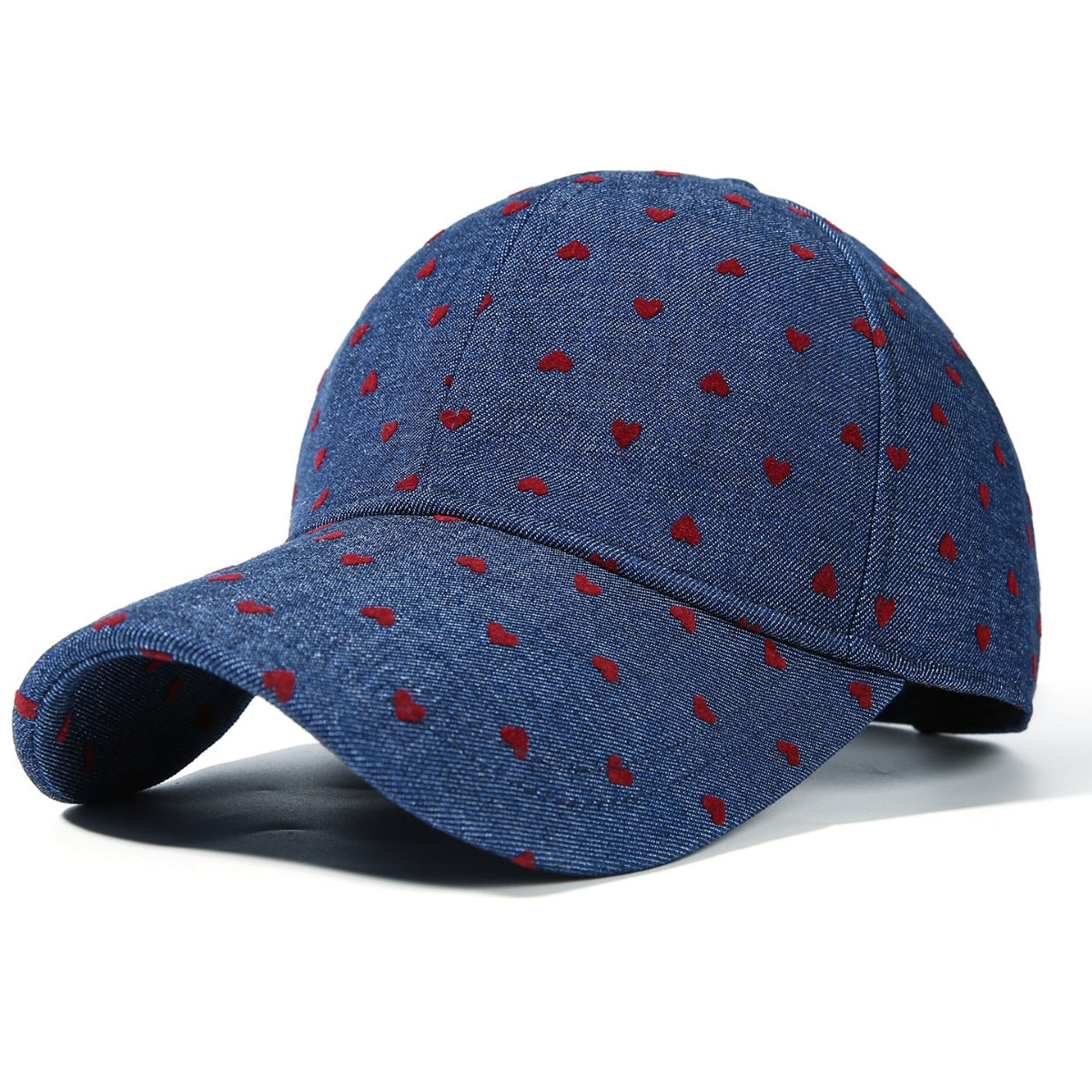 Women’s heart print casual baseball hat by Plush Fashion Hub, adjustable sport cap with stylish heart design and comfortable fit.