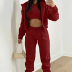 Cozy Fleece-Lined Hoodie Three-Piece Lounge Set