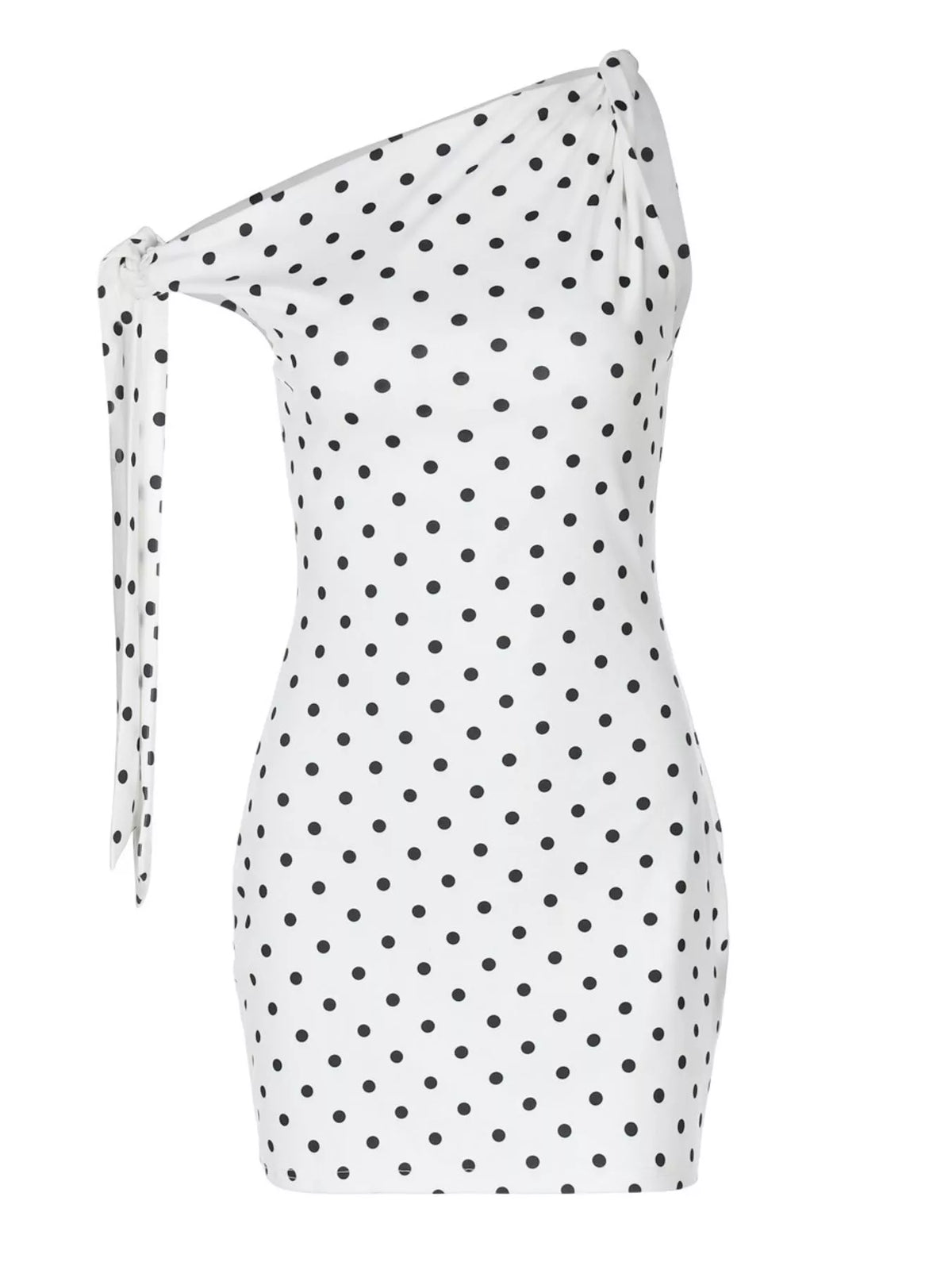 Polka dot sleeveless mini dress with bow accents by Plush Fashion Hub, featuring a fitted bodice and playful design.