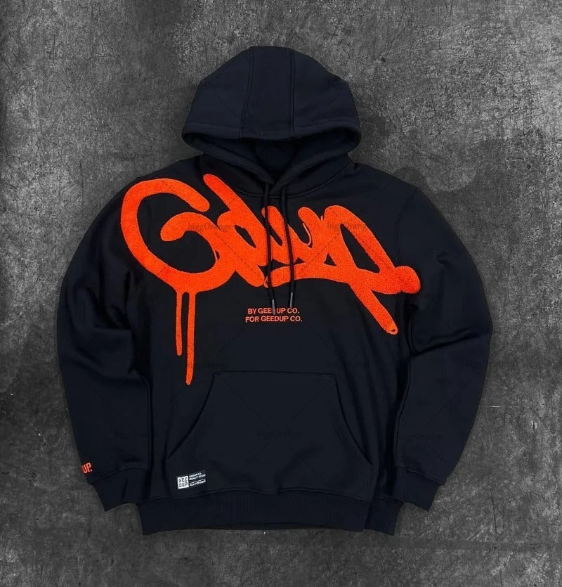 Unisex Casual Loose Letter Embroidered Hoodie