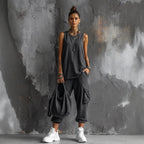 Women's sleeveless tank top and cropped ankle pants set by Plush Fashion Hub, featuring a stylish two-piece outfit in soft fabric.