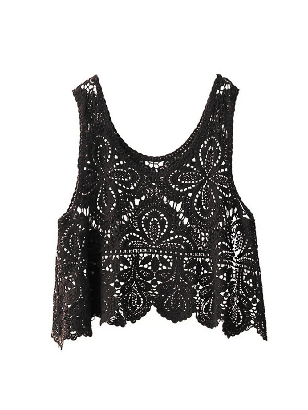 Sleeveless knit swim cover-up with cutout scoop neck by Trendsi, shown in a lightweight, breathable design perfect for beachwear.