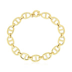 14k yellow gold high polish mariner link bracelet with 8.8mm wide links, showcasing a sleek, shiny jewelry design.
