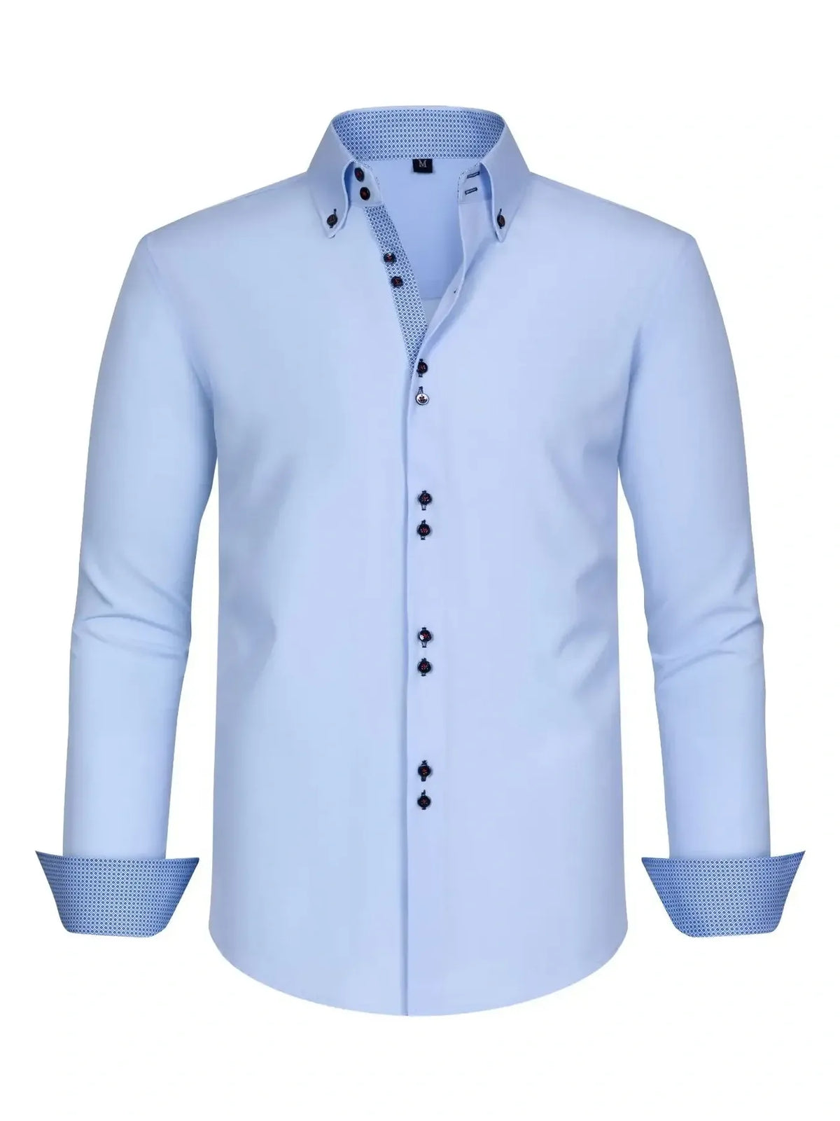 Men's plus size casual button-down shirt with contrast cuffs, featuring a relaxed fit and trendy style from Trendsi.