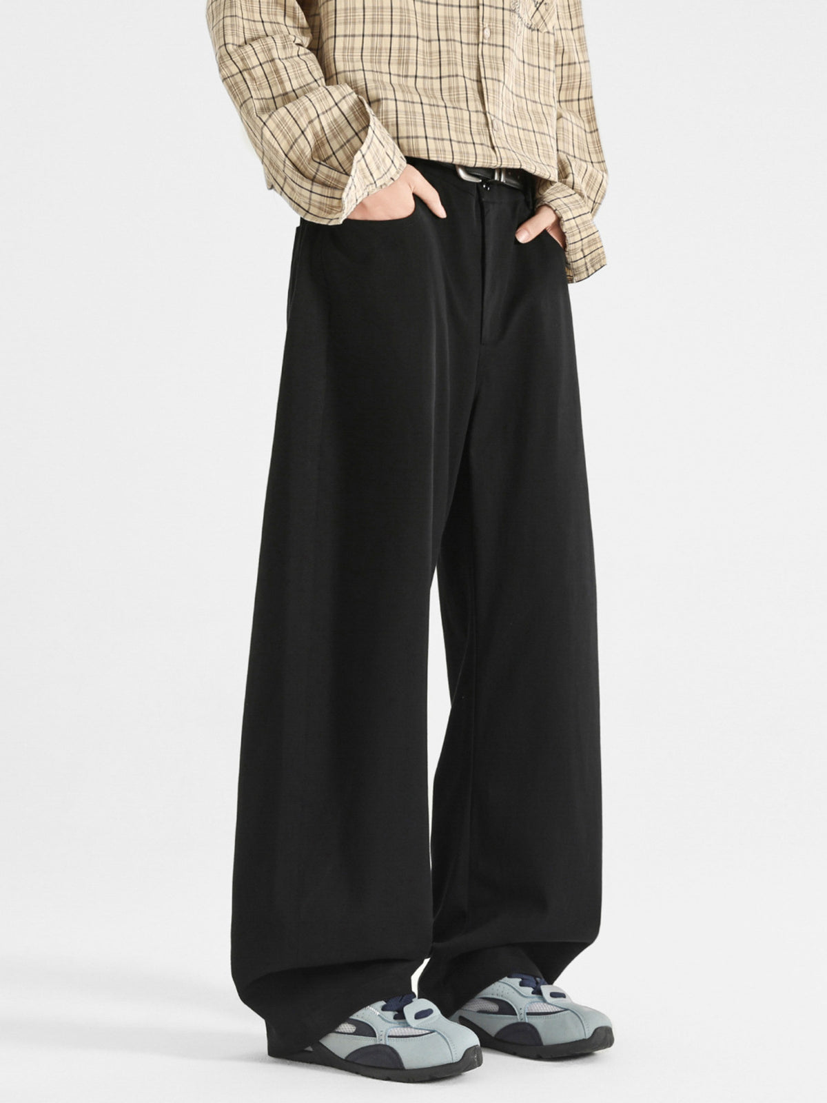 Men's wide-leg casual comfort pants by Plush Fashion Hub, relaxed fit stretch trousers with a stylish, comfortable design.