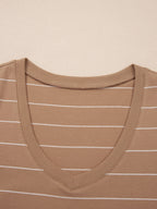 Women's striped short sleeve maxi T-shirt dress with side slit, flowing fabric and casual style from Trendsi