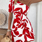 Women’s puff sleeve summer dress by Plush Fashion Hub, casual beach outfit with lightweight fabric and stylish puff sleeves.