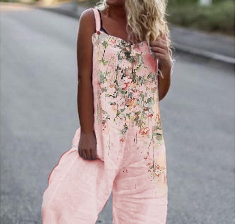 Women's butterfly print sleeveless overalls by FitiqueFit, loose fit suspenders, casual and stylish bottoms with adjustable straps.