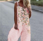 Women's butterfly print sleeveless overalls by FitiqueFit, loose fit suspenders, casual and stylish bottoms with adjustable straps.