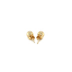 14k yellow gold round stud earrings, 5mm size, featuring classic and elegant jewelry design with secure post backing.