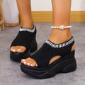 Women's breathable mesh platform wedge sandals by Plush Fashion Hub, featuring lightweight summer heels with open-toe design.
