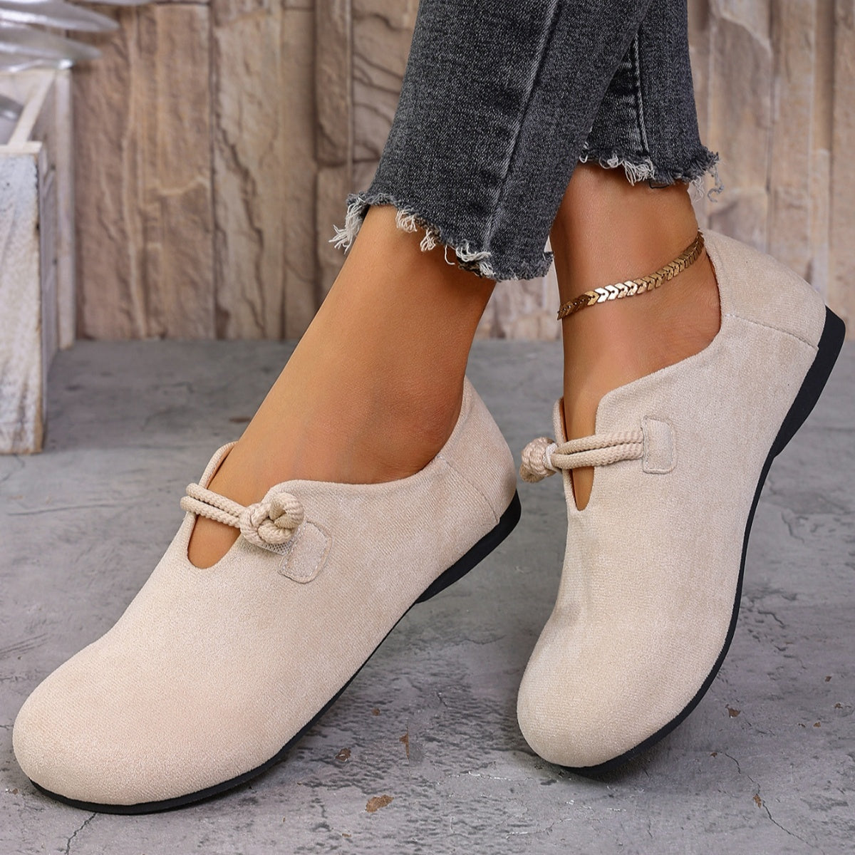 Trendsi round toe slip-on footwear featuring a sleek design and easy slip-on style, perfect for casual or everyday wear.