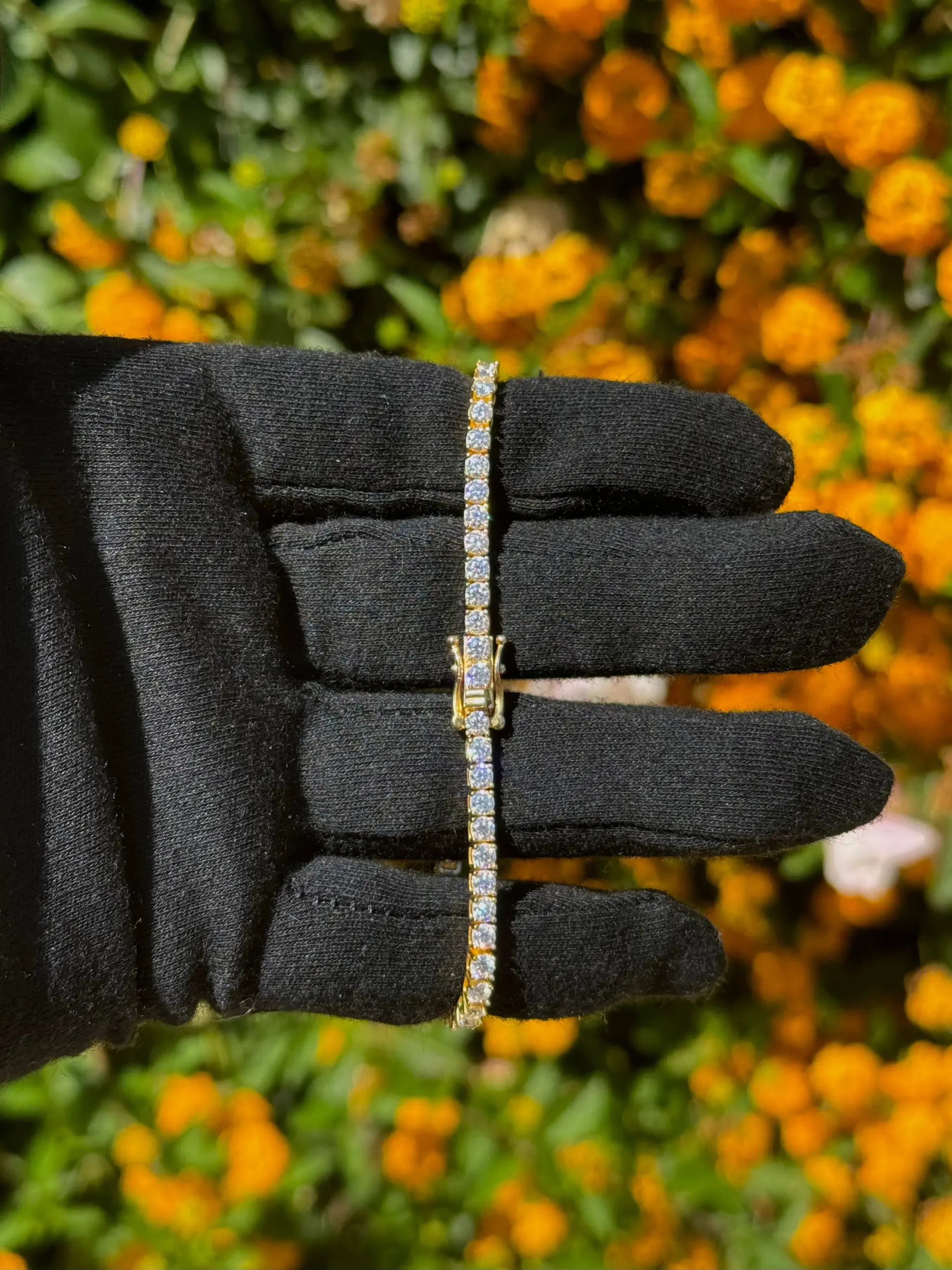 3mm Moissanite Tennis Bracelet in Yellow Gold Vermeil - Plush Fashion Hub