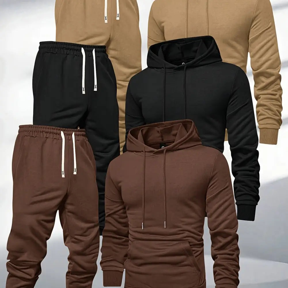 Comfortable 3pcs Men’s Hooded Sweatshirt and Sweatpants Set in matching style