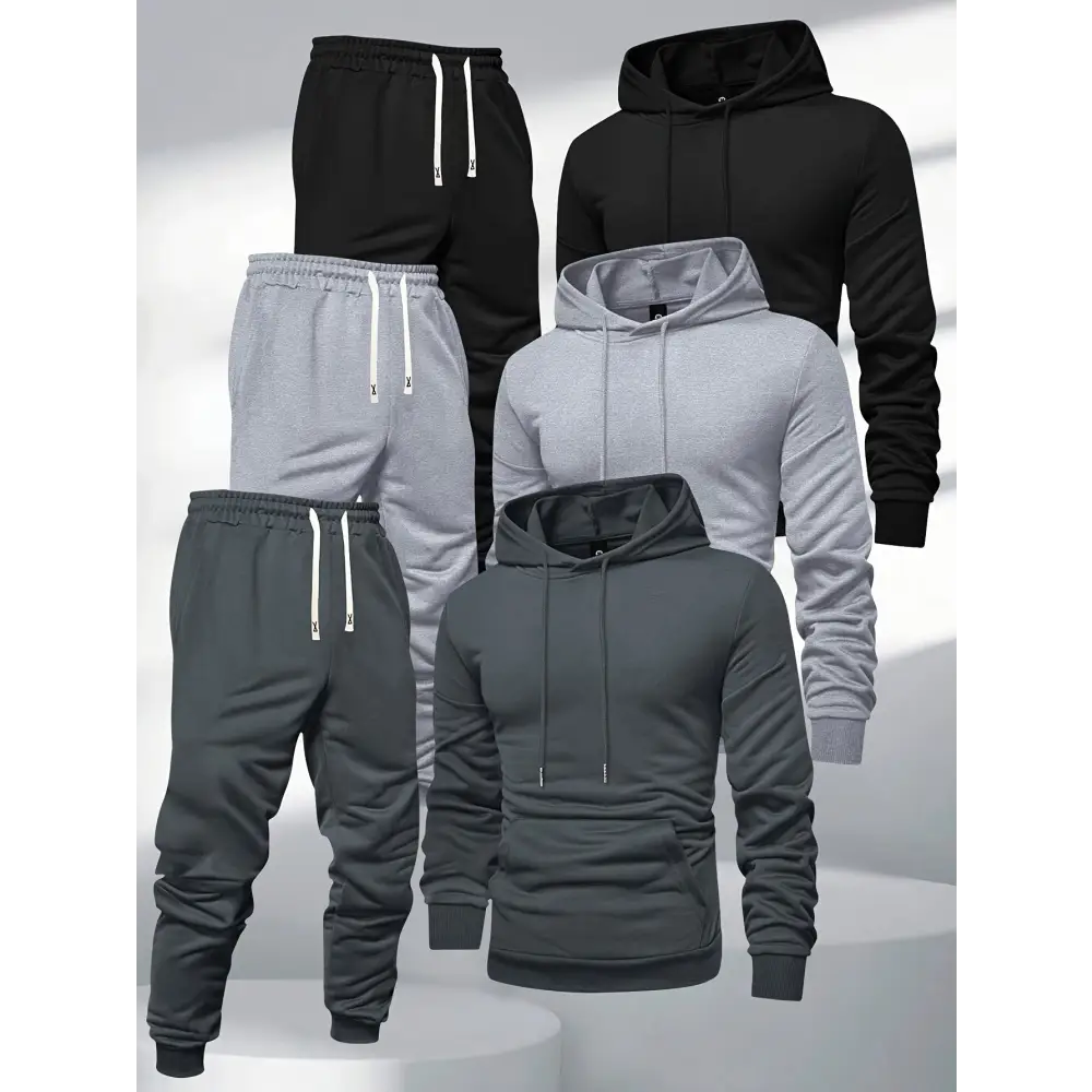 Men’s Hooded Sweatshirt and Sweatpants Set in a stylish matching 3pcs set