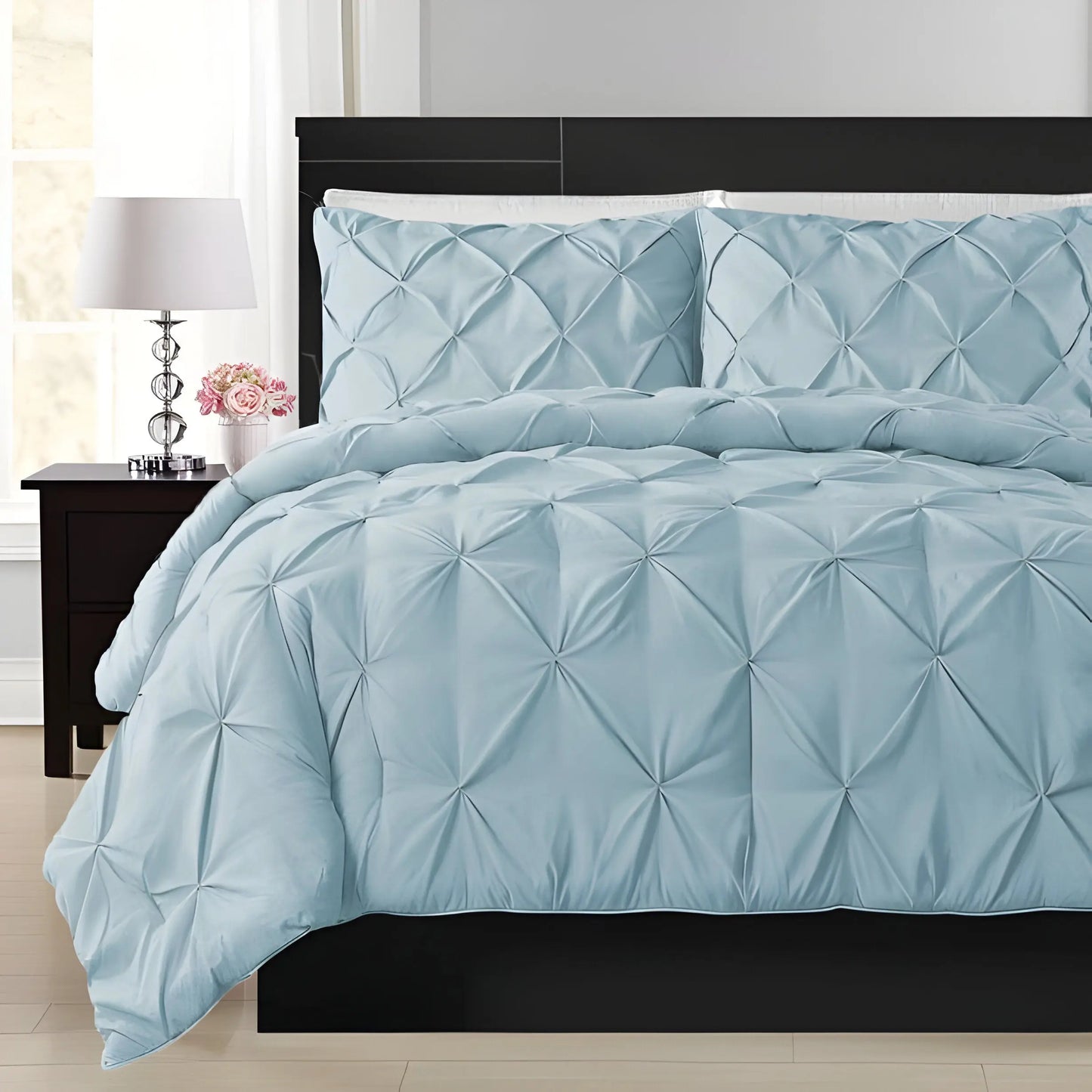 400TC Cotton Pintuck Sateen Solid Duvet Cover Set PushpLinen