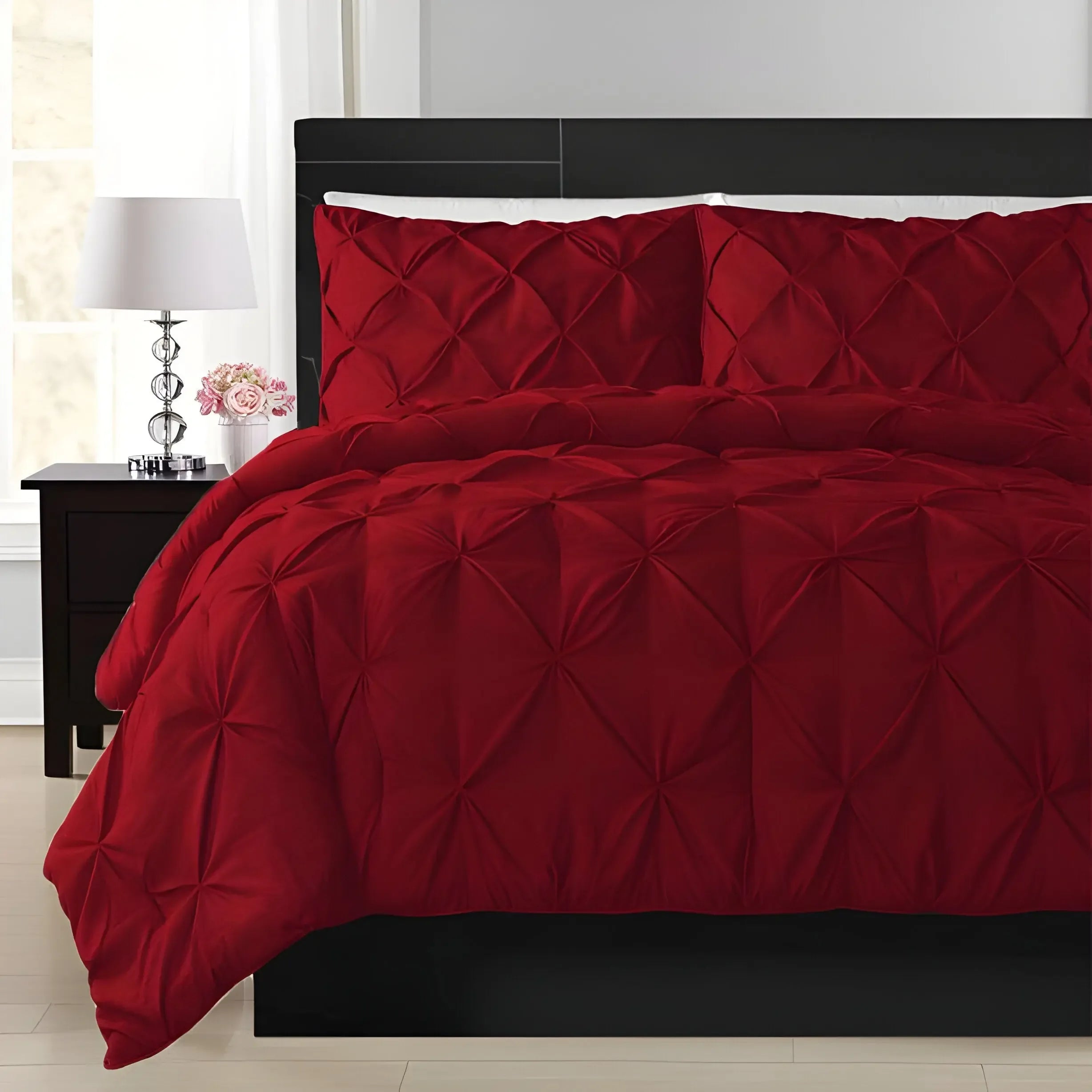 400TC Cotton Pintuck Sateen Solid Duvet Cover Set - Plush Fashion Hub