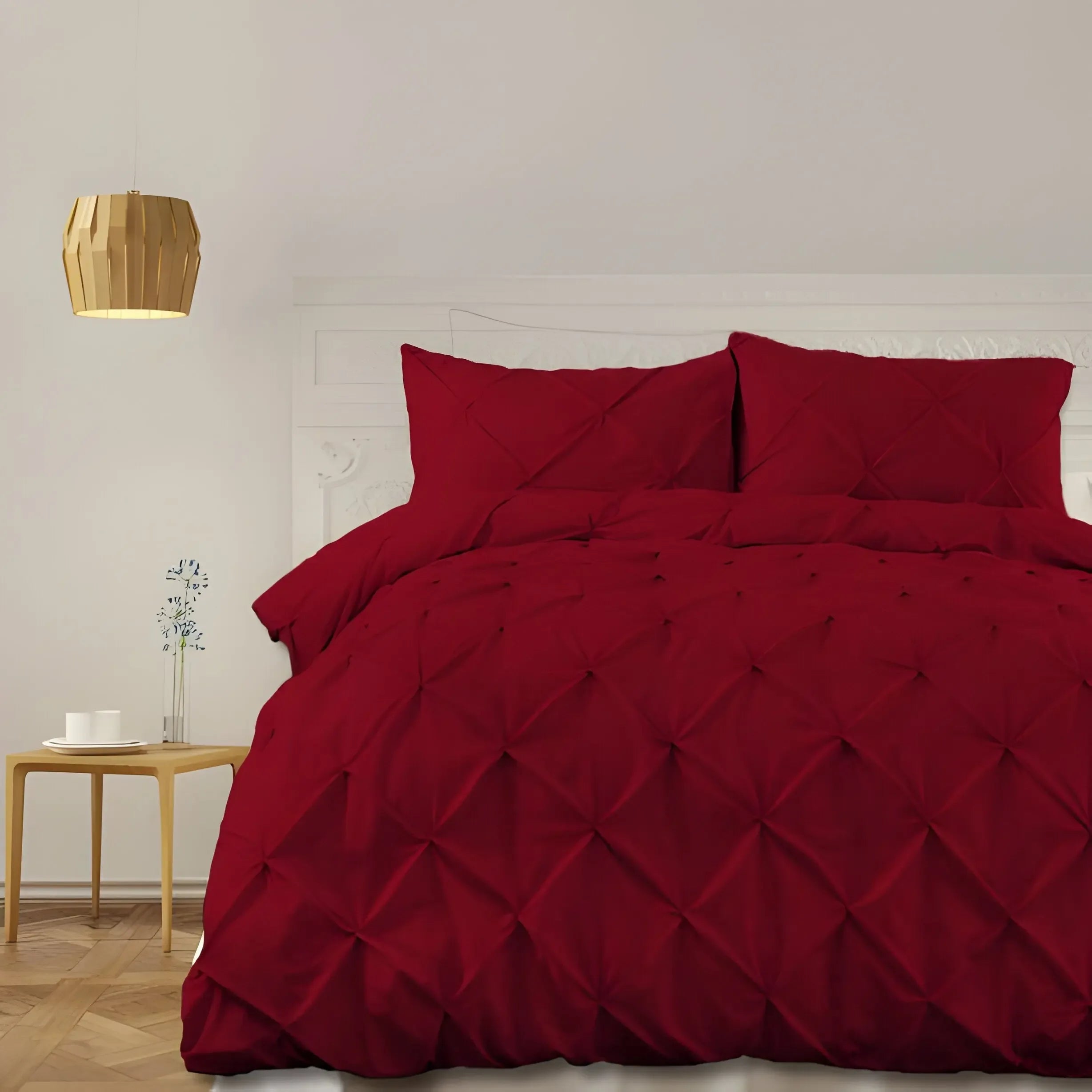 400TC Cotton Pintuck Sateen Solid Duvet Cover Set - Plush Fashion Hub
