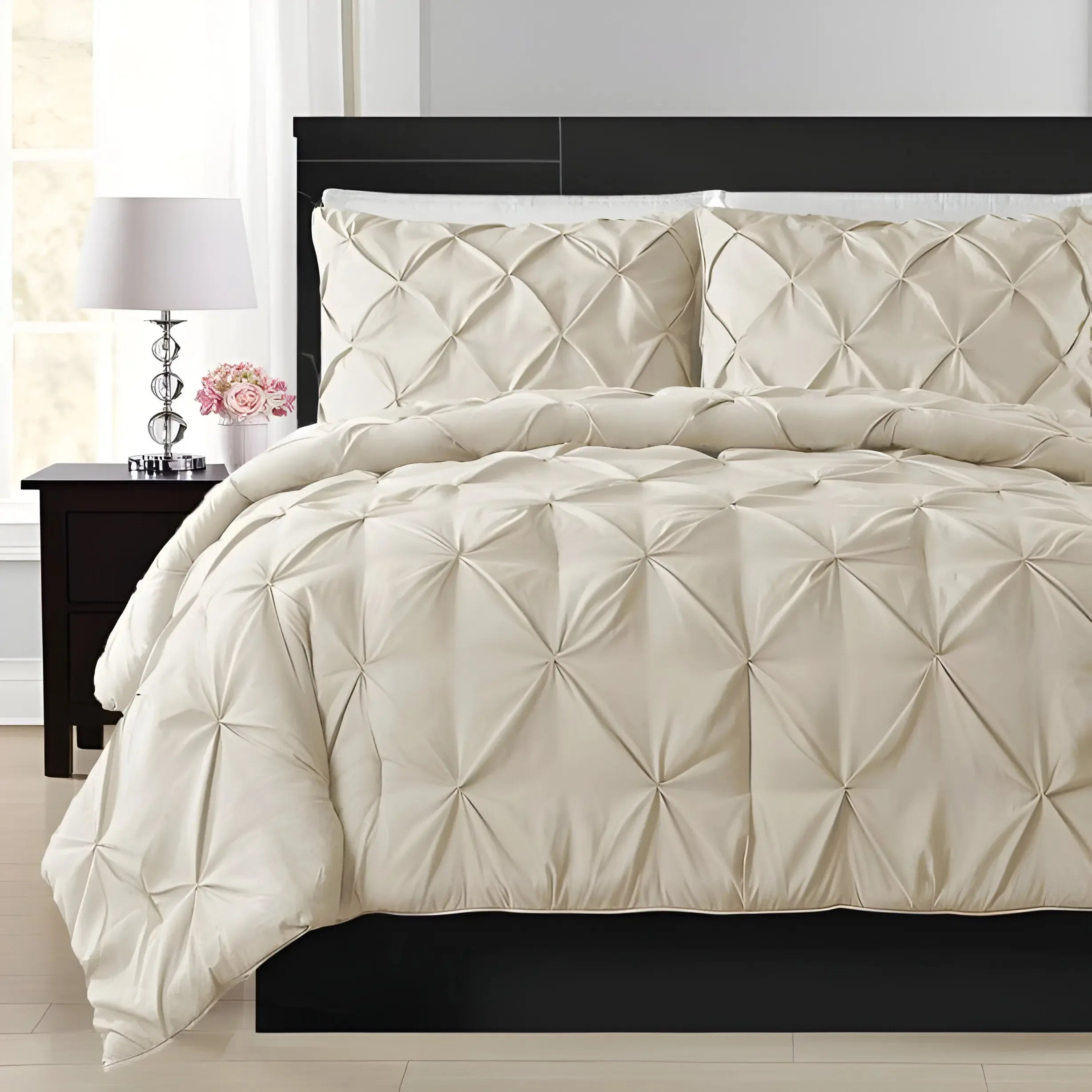 400TC Cotton Pintuck Sateen Solid Duvet Cover Set - Plush Fashion Hub