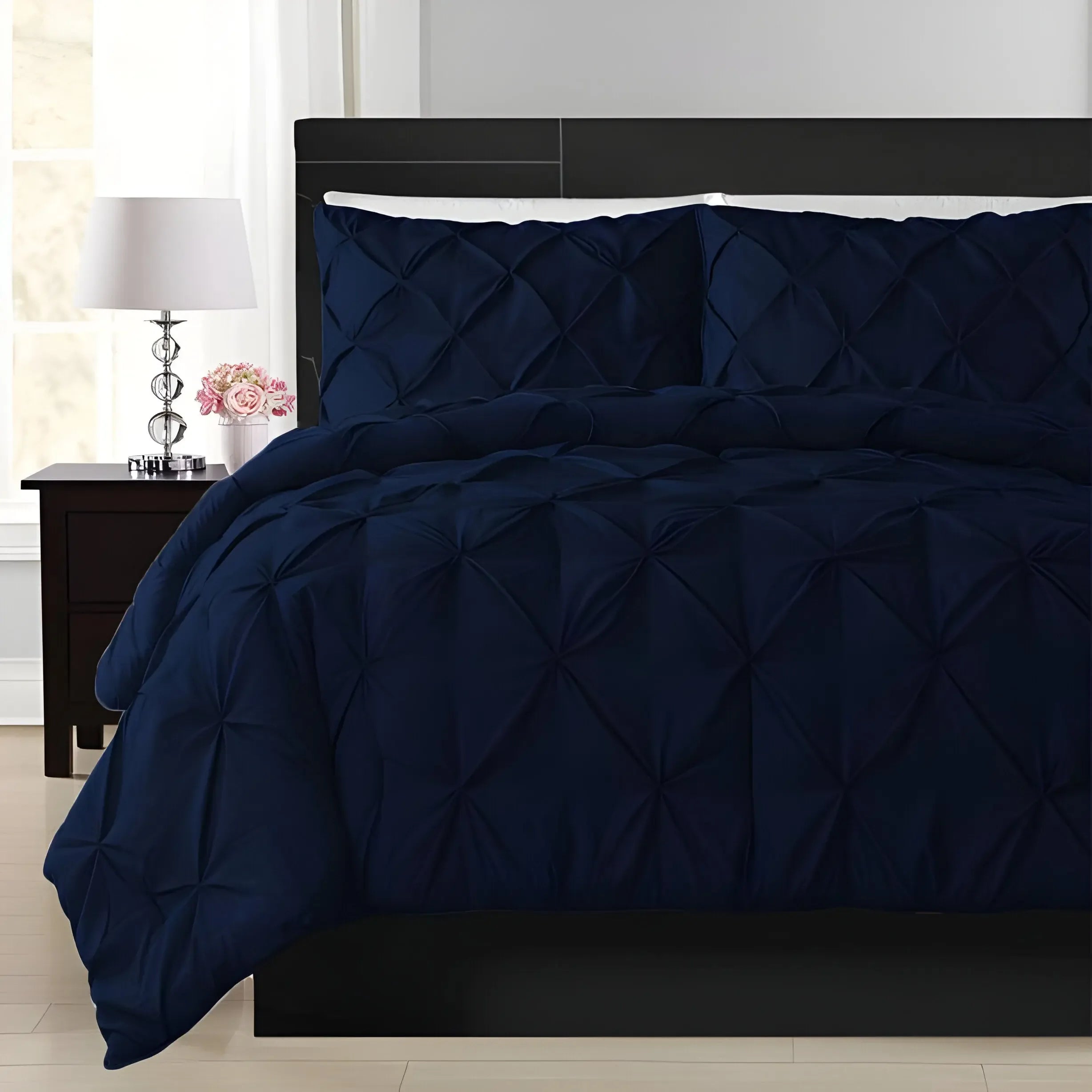 400TC Cotton Pintuck Sateen Solid Duvet Cover Set - Plush Fashion Hub