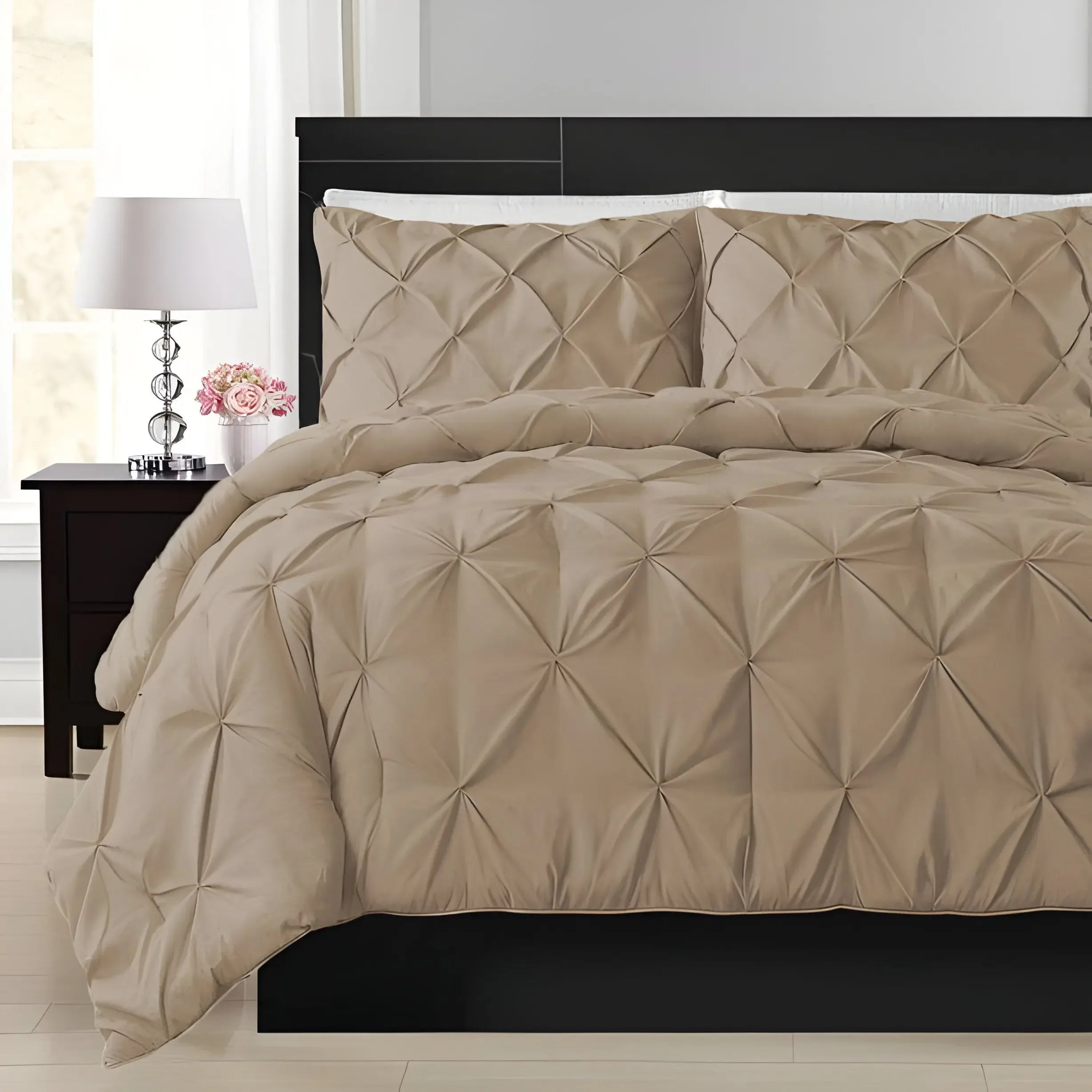 400TC Cotton Pintuck Sateen Solid Duvet Cover Set - Plush Fashion Hub