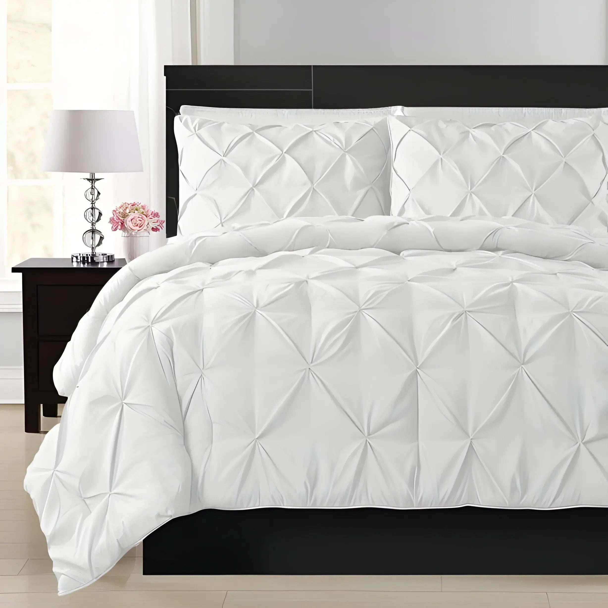 400TC Cotton Pintuck Sateen Solid Duvet Cover Set - Plush Fashion Hub