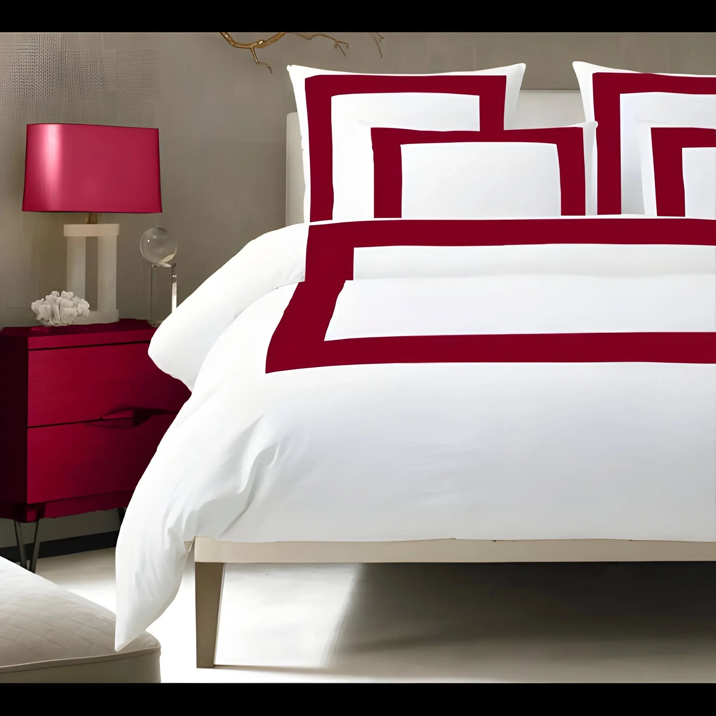 400TC Cotton Sateen Border Frame Duvet Cover Set - Plush Fashion Hub