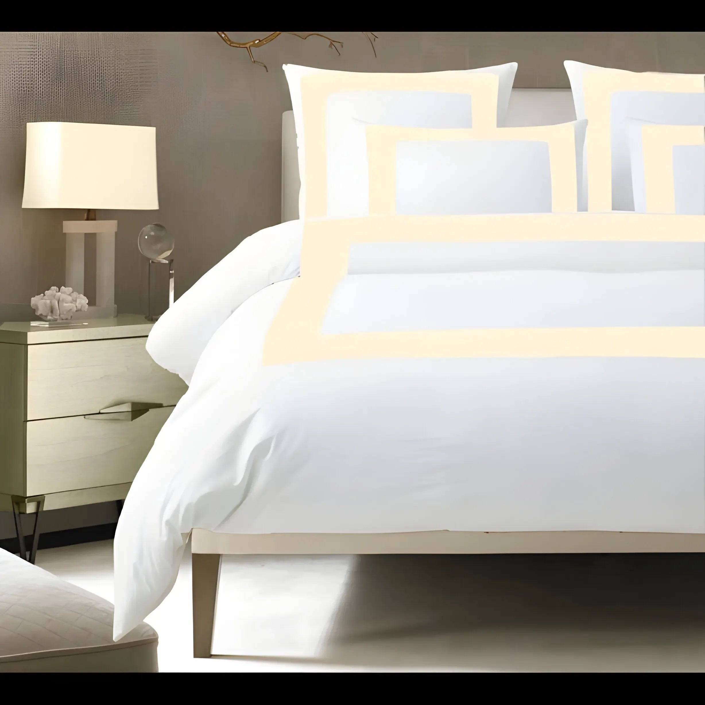 400TC Cotton Sateen Border Frame Duvet Cover Set - Plush Fashion Hub