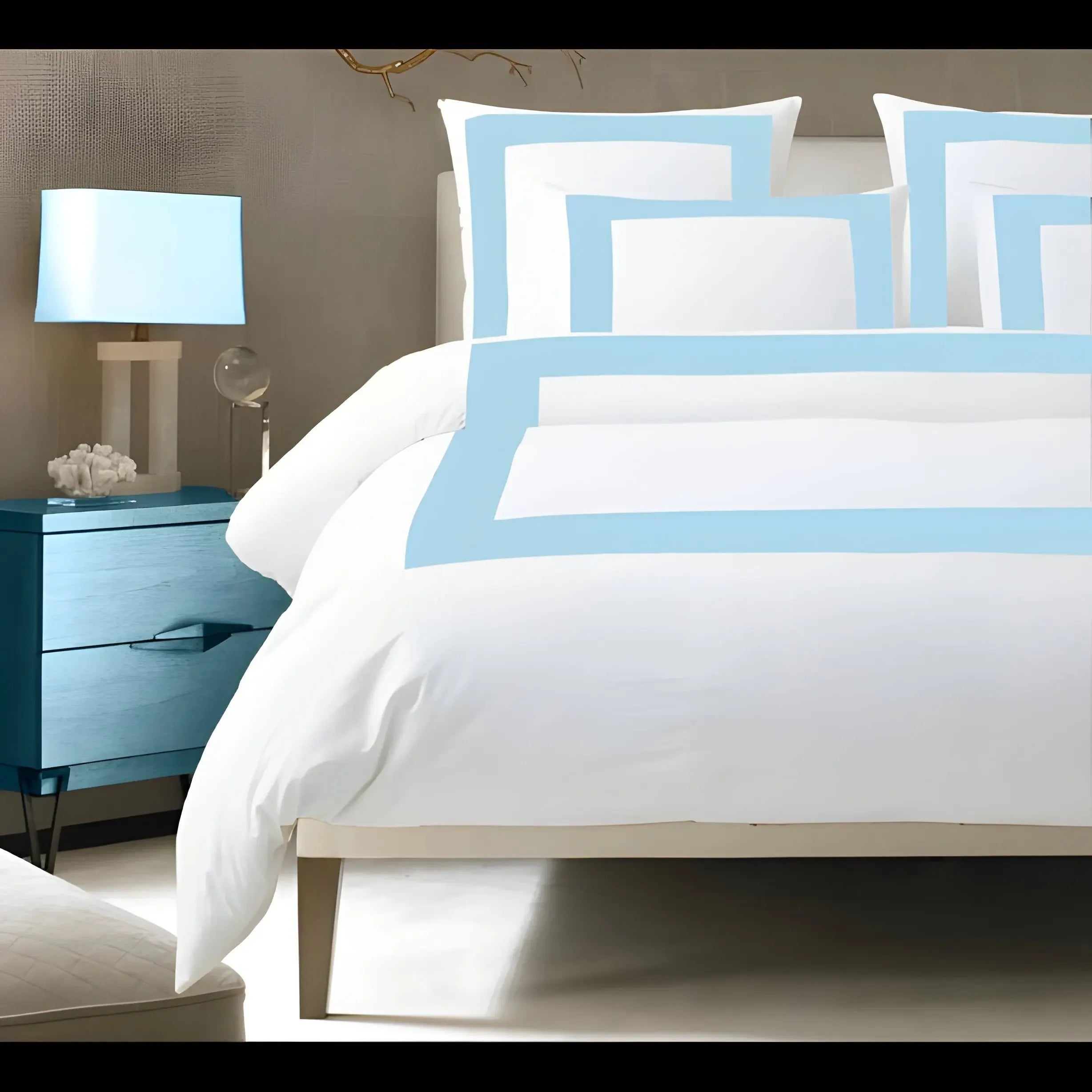 400TC Cotton Sateen Border Frame Duvet Cover Set - Plush Fashion Hub
