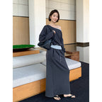 Asymmetrical Shoulder Hoodie & Mini Skirt Co-Ord Set