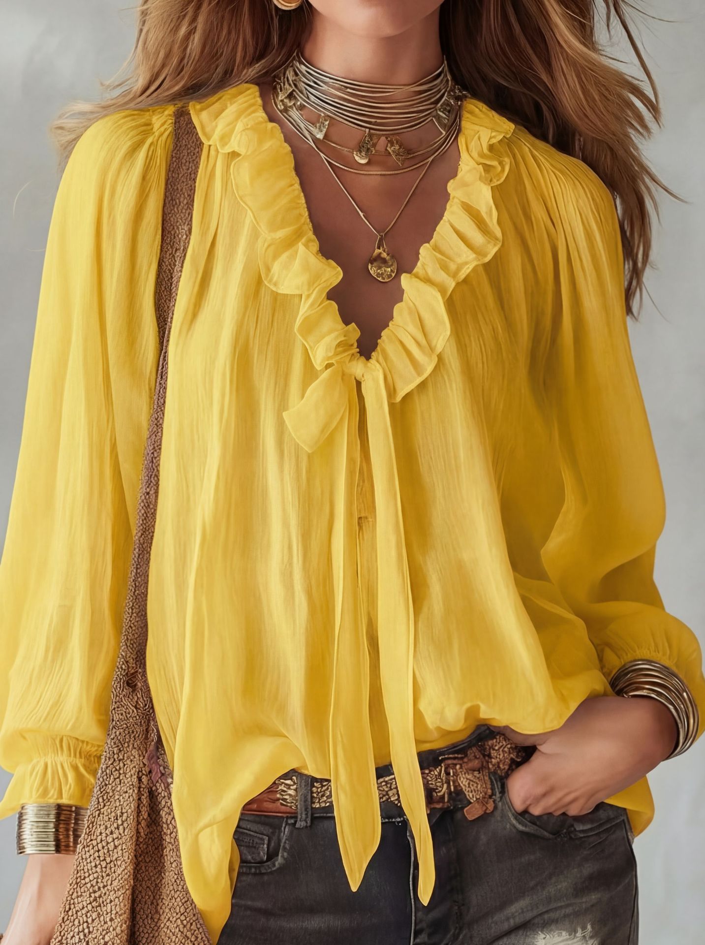 V-neck loose-fit casual shirt top by Plush Fashion Hub in no-iron fabric, shown in various colors.