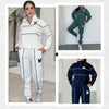 Women's stylish hoodless pullover sweatsuit sets in multiple colors with pockets and chic stripes. Perfect for casual wear.