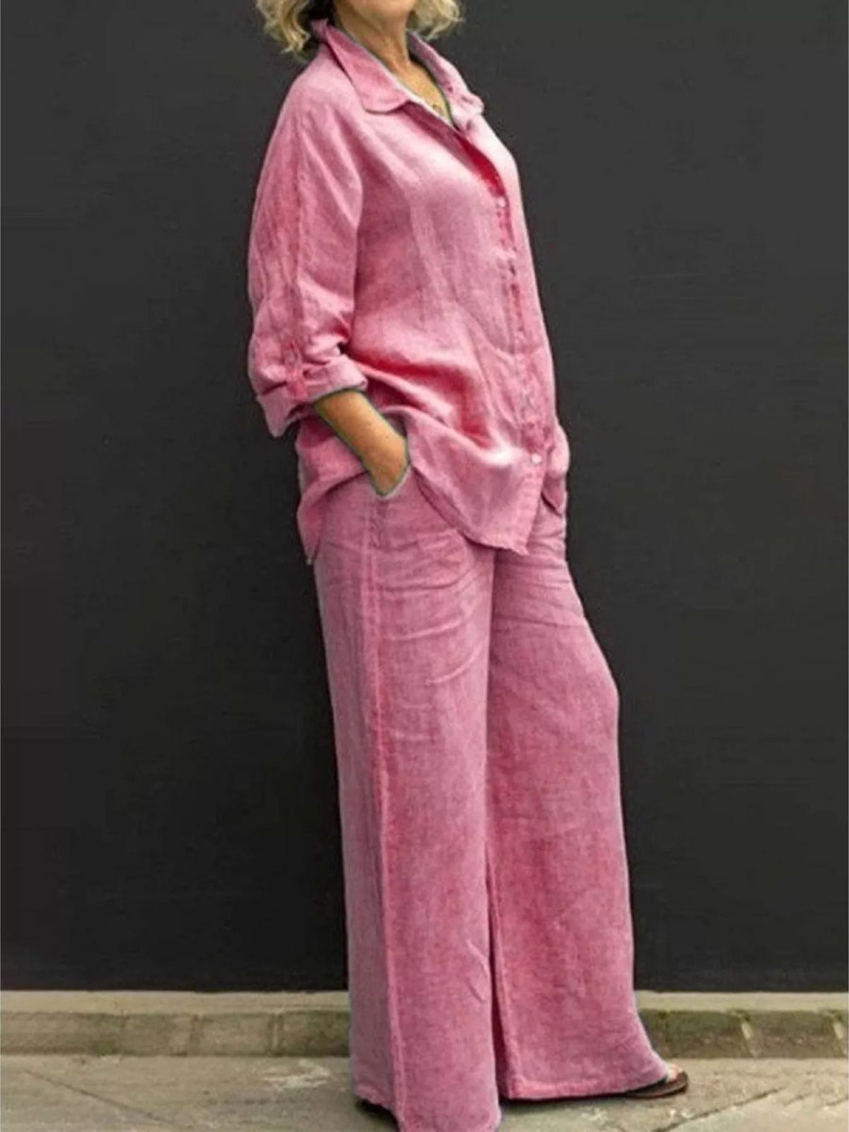 Plus size plush fashion hub loungewear set with long sleeve shirt and matching pants, comfortable and stylish for home wear