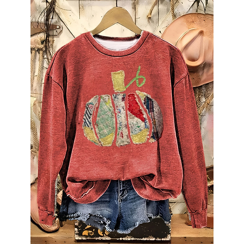 Women's Halloween Pumpkin Print T-Shirt by FitiqueFit, featuring a festive pumpkin design on casualwear fabric.