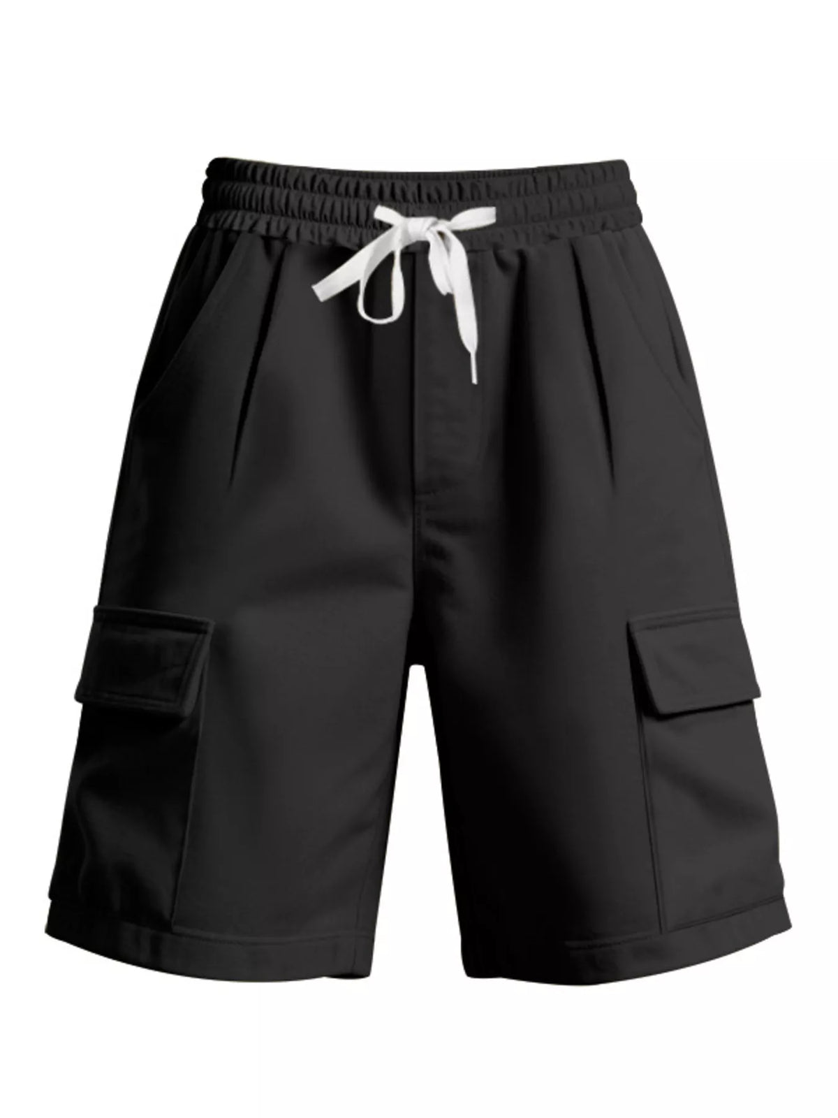 Plus size men's drawstring shorts with pockets from Plush Fashion Hub, featuring a comfortable fit and casual style.