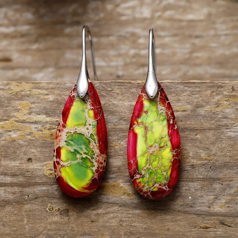 Natural stone teardrop dangle earrings from Plush Fashion Hub featuring elegant, handcrafted jewelry with a stylish design.