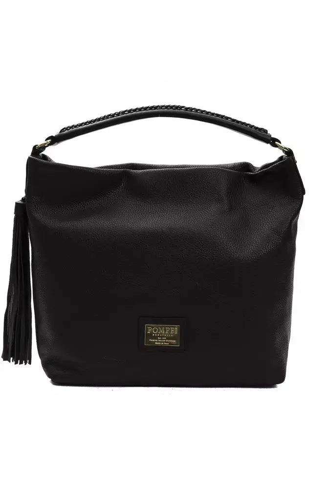 Pompei Donatella Black Leather Women Shoulder Bag MaraFormigone