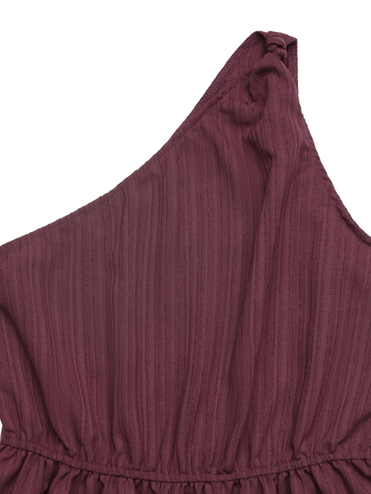 Plush Fashion Hub one-shoulder tie-waist polyester romper jumpsuit, stylish and casual with a modern design.
