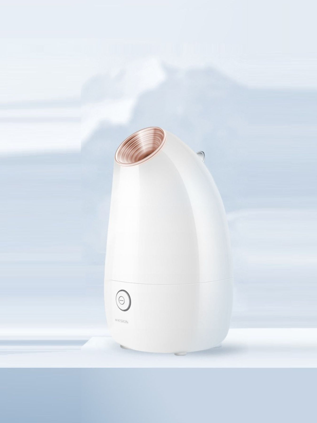 Professional automatic facial steamer for deep pore cleansing, plush design, beauty health device with steam nozzle and control panel.