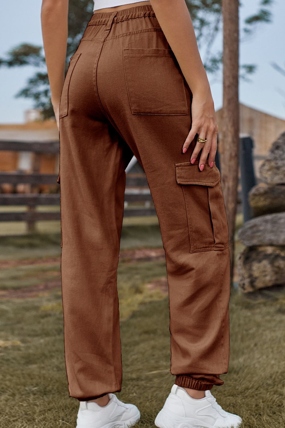 Long denim jeans with pockets from Plush Fashion Hub, featuring classic blue wash and functional front and back pockets.