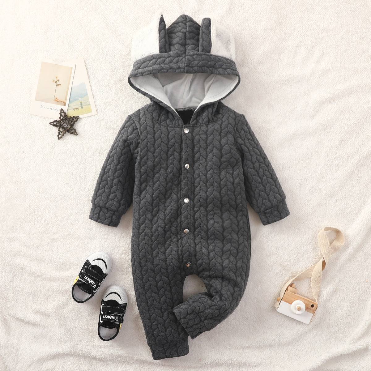 Infant Hooded Romper Outer WearA cozy and stylish outerwear for your little one! The Infant Hooded Romper is made of soft cotton in 4 beautiful colors. Perfect for babies 0-18M, it features a convbaby sweatersPlush Fashions ShopPlush Fashion Shop