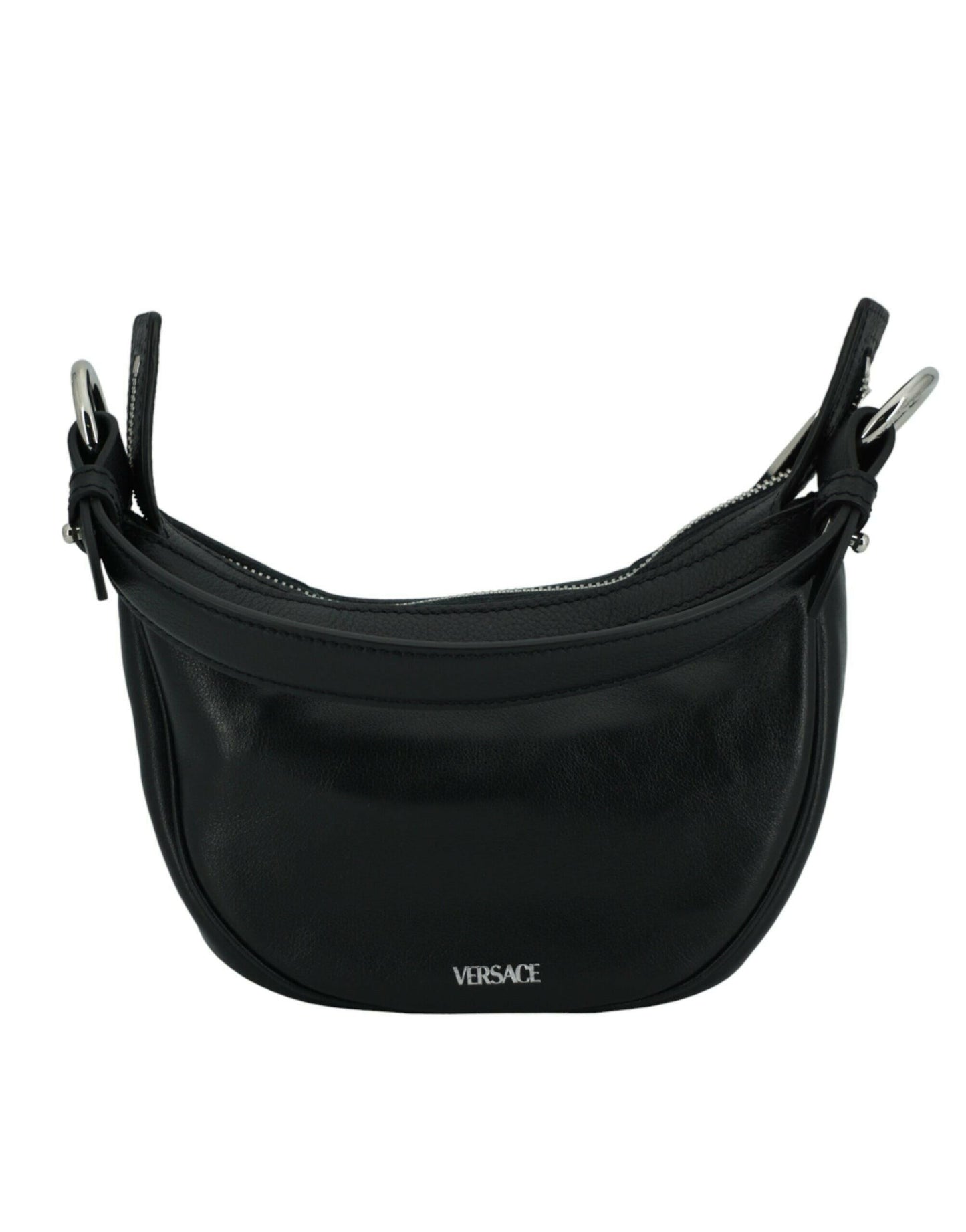 Versace Black Calf Leather Hobo Mini Shoulder Bag MaraFormigone