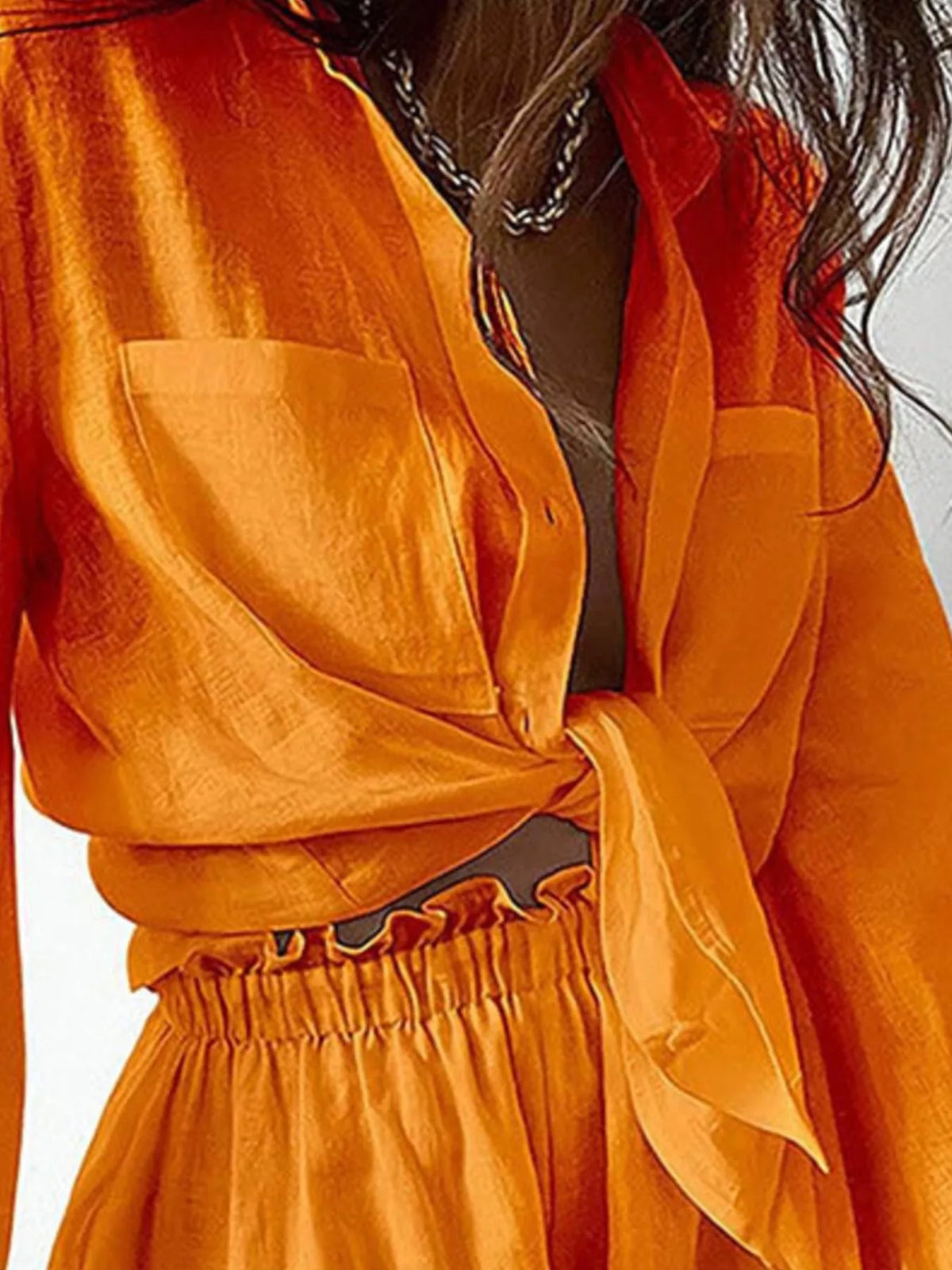 Plush Fashion Hub two-piece long sleeve shirt and shorts set in soft plush fabric, stylish and comfortable for casual wear.