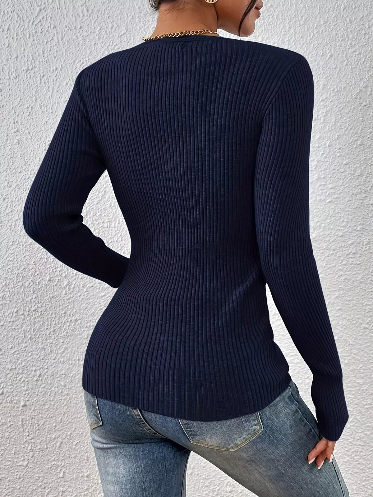 Ribbed knit button front top by Simply Love featuring a fitted design and classic ribbed texture, shown in a natural pose.