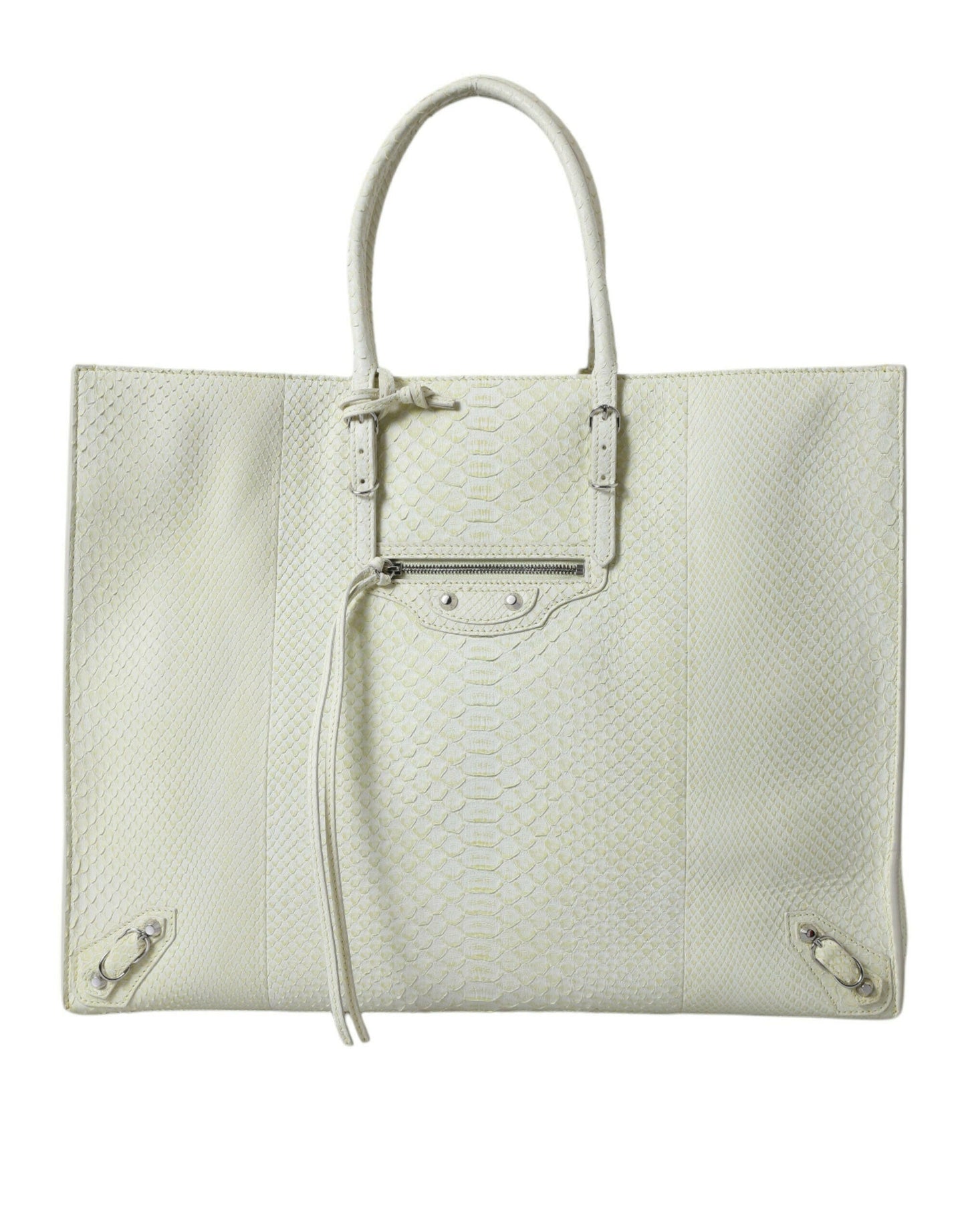 Balenciaga White Yellow Exotic Skin Leather Shopping Tote PAPIER Bag MaraFormigone