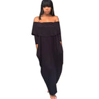Off-shoulder ruffled long sleeve dress for women, stylish and elegant, featuring a flowy design from Trendy Attic Store01.