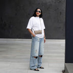 Street Style Ripped Knee Distressed Light Wash Denim Jeans