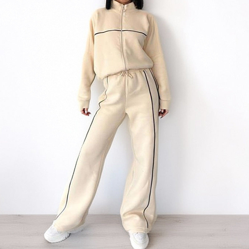 Relaxed Tie-Waist Hoodie Tracksuit Set