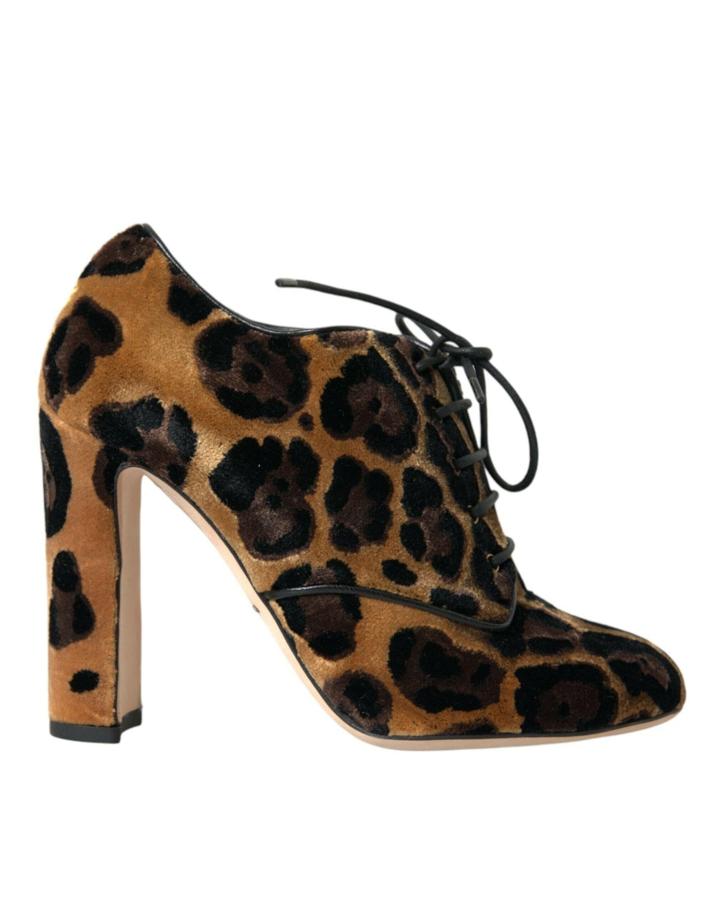 Dolce & Gabbana Brown Leopard Hair Lace Up Booties Shoes MaraFormigone