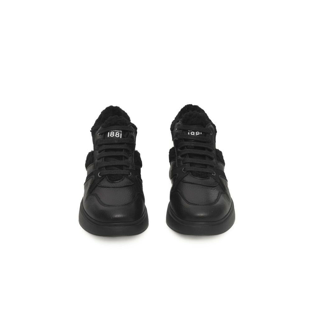 Cerruti 1881 Black Cowhide Women Platform Sneaker MaraFormigone